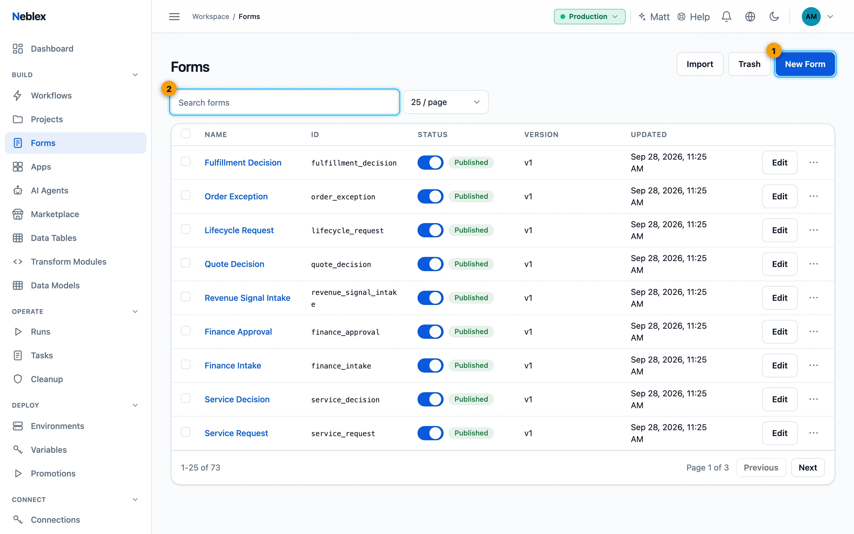 Screenshot: Every form versioned and ready to share