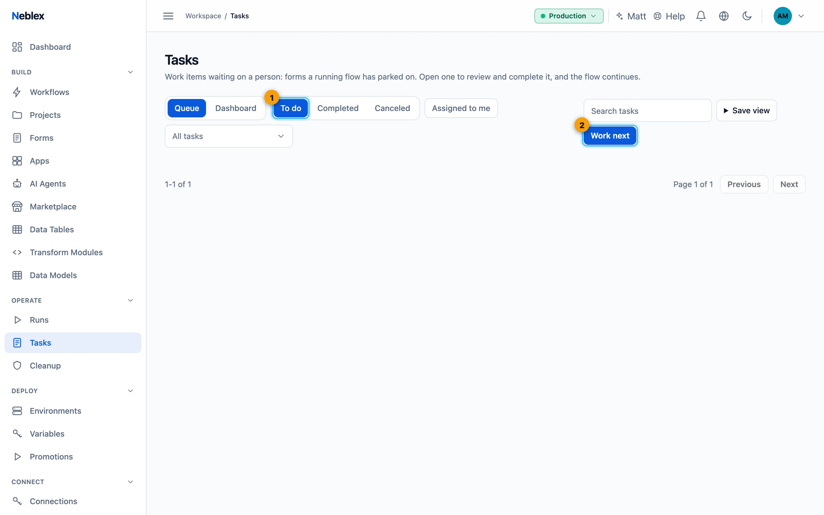 The Tasks queue.
