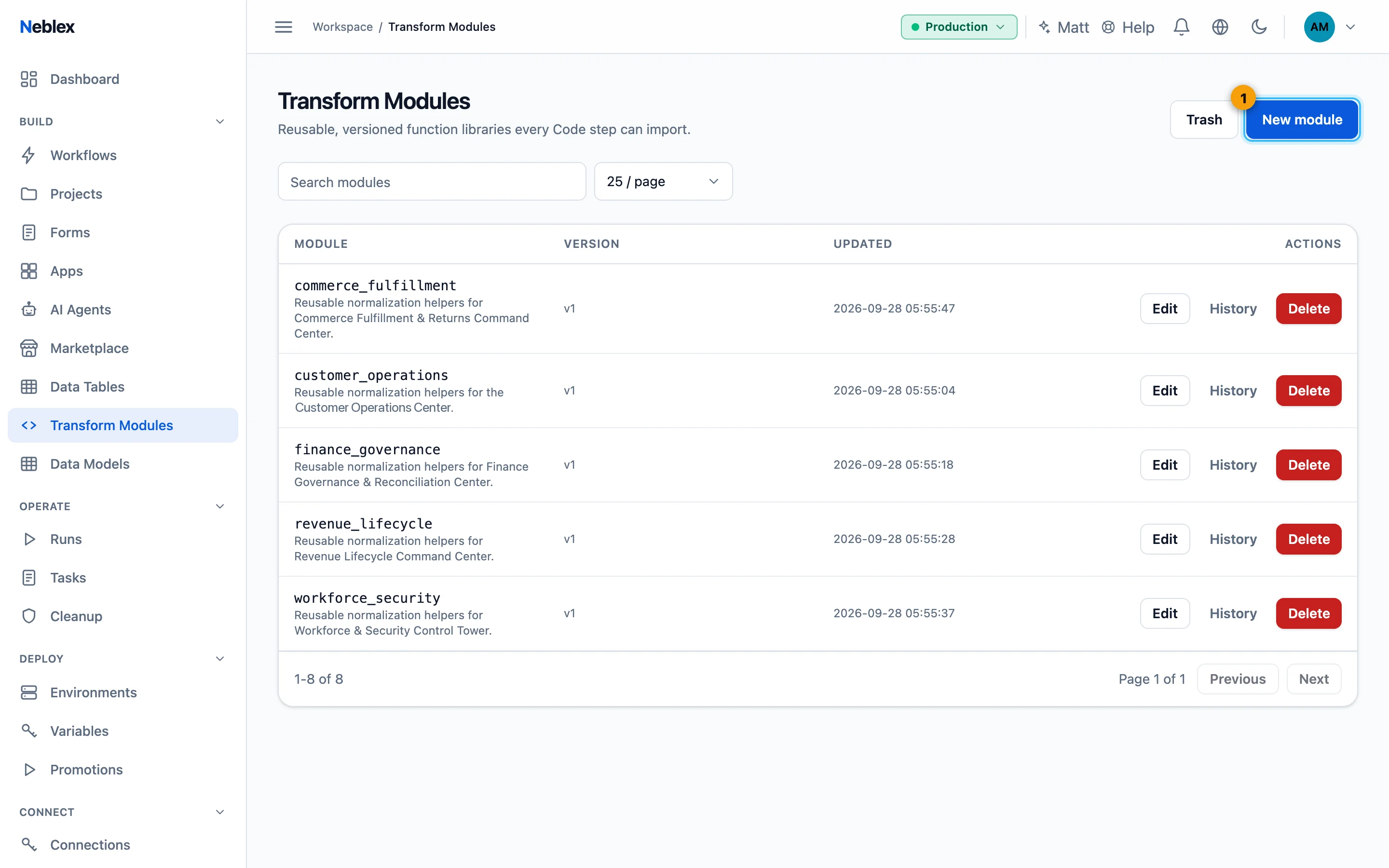 Transform Modules.